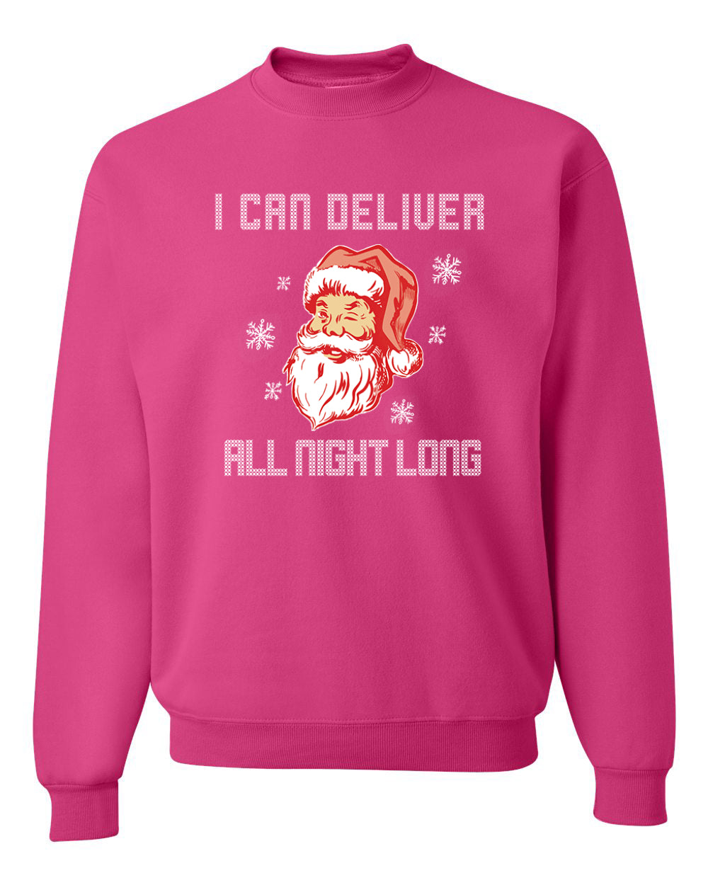 I Can Deliver All Night Long Santa Winking  Merry Christmas Unisex Crewneck Graphic Sweatshirt