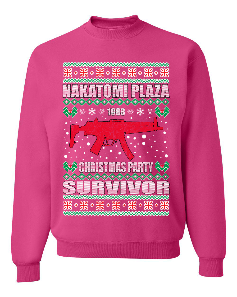 Nakatomi Plaza Christmas Party Survivor Merry Ugly Christmas Sweater Unisex Crewneck Graphic Sweatshirt