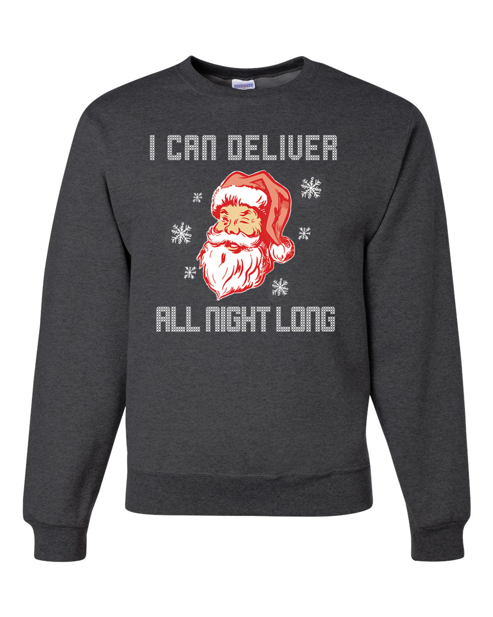 I Can Deliver All Night Long Santa Winking  Merry Christmas Unisex Crewneck Graphic Sweatshirt