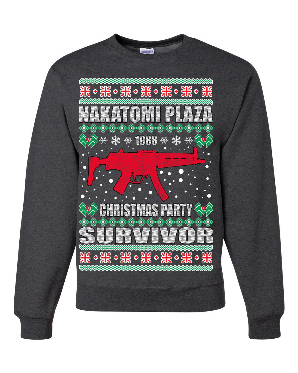 Nakatomi Plaza Christmas Party Survivor Merry Ugly Christmas Sweater Unisex Crewneck Graphic Sweatshirt