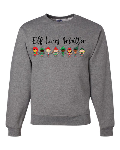Elf Lives Matter Cute Elves Merry Christmas Unisex Crewneck Graphic Sweatshirt