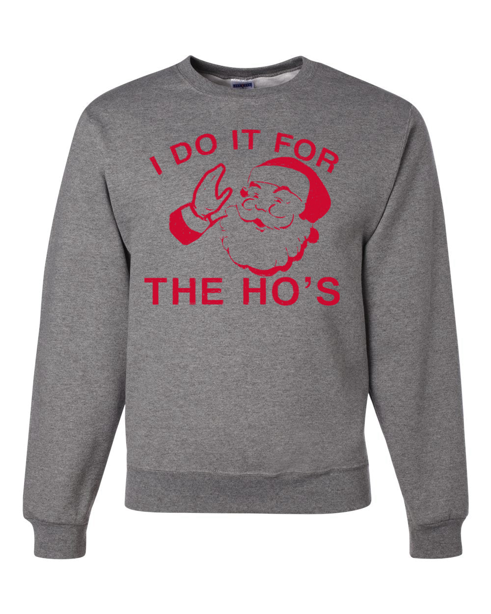 Red Santa I Do it for the Hos Merry Christmas Unisex Crewneck Graphic Sweatshirt