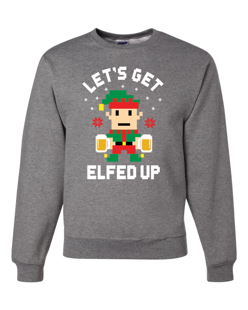 Pixelated Elf Merry Christmas Unisex Crewneck Graphic Sweatshirt