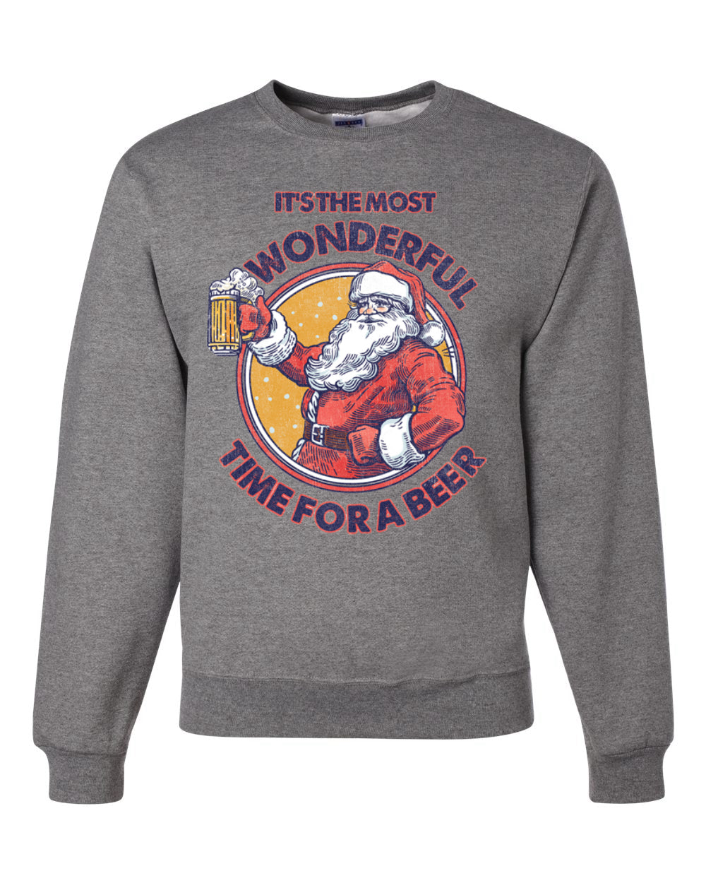 Santa Its the Most Wonderful Time for a Beer Merry Christmas Unisex Crewneck Graphic Sweatshirt