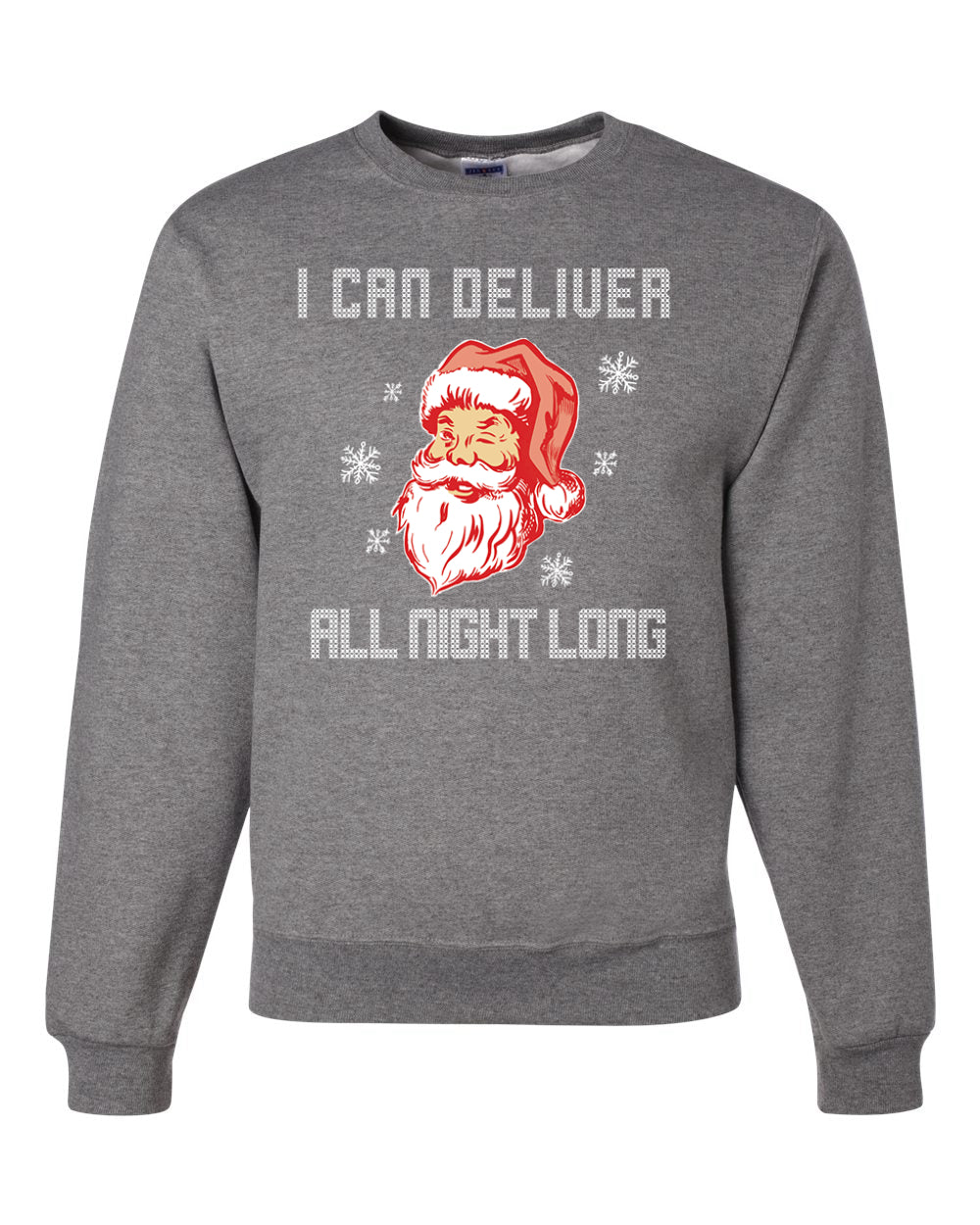 I Can Deliver All Night Long Santa Winking  Merry Christmas Unisex Crewneck Graphic Sweatshirt