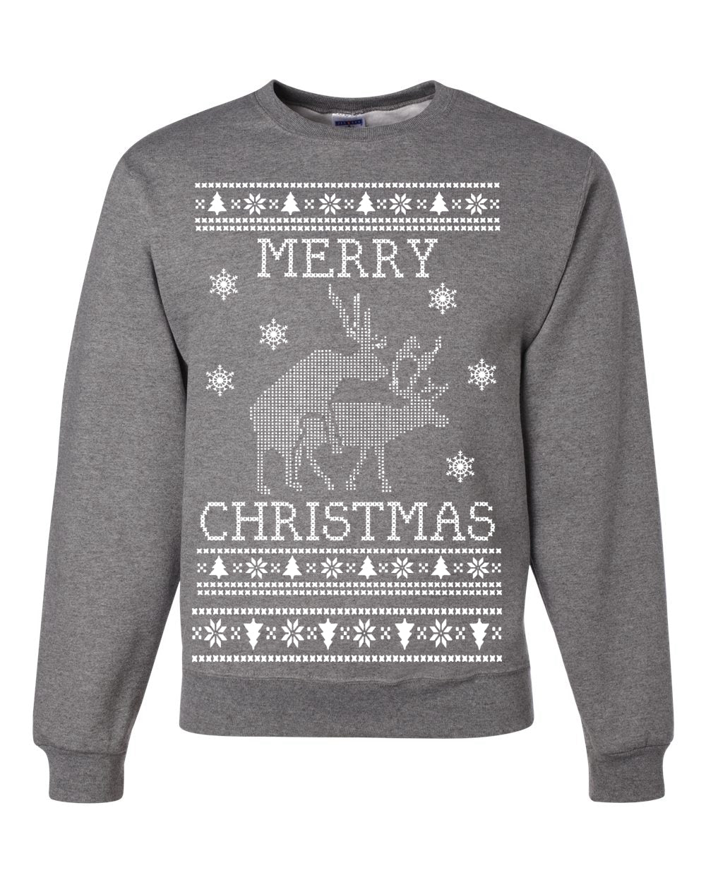 Merry Christmas Reindeer Humping Merry Ugly Christmas Sweater Unisex Crewneck Graphic Sweatshirt