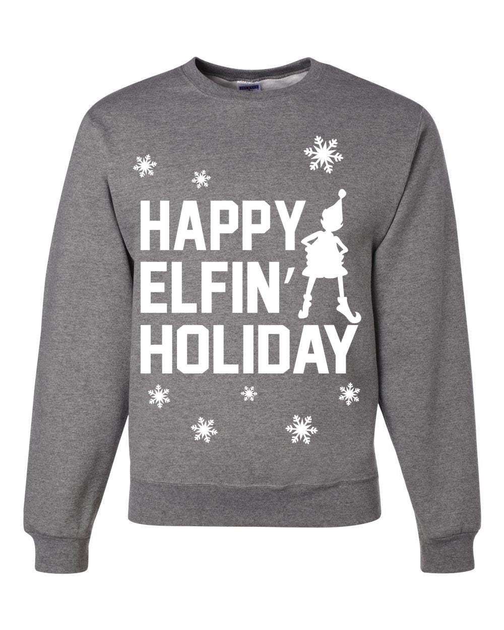 Happy Elfin Holiday Merry Ugly Christmas Sweater Unisex Crewneck Graphic Sweatshirt