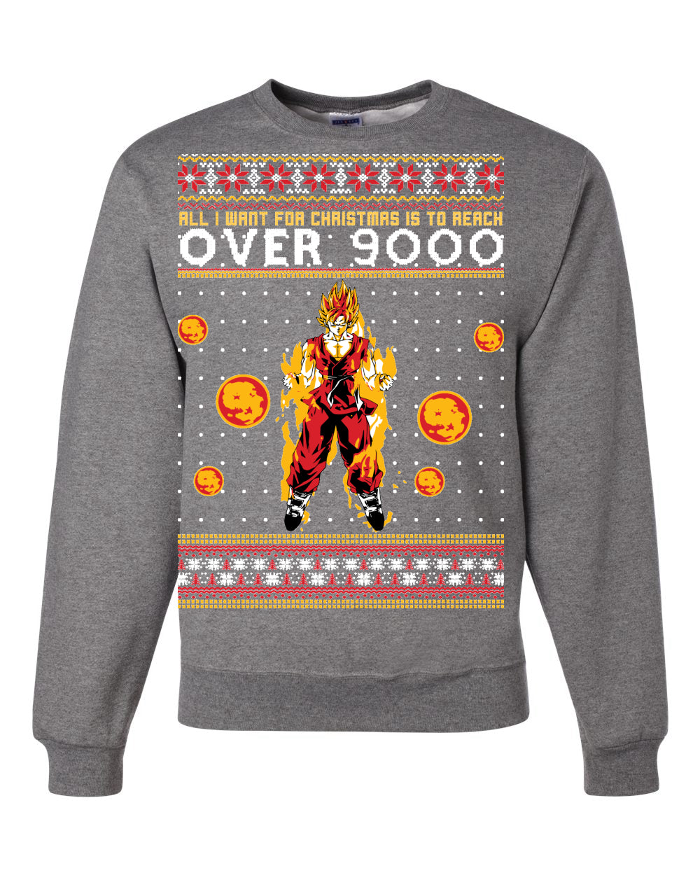 All I Want For Christmas Is To Reach Over 9000 Ugly Christmas Sweater Unisex Crewneck Graphic Sweatshirt