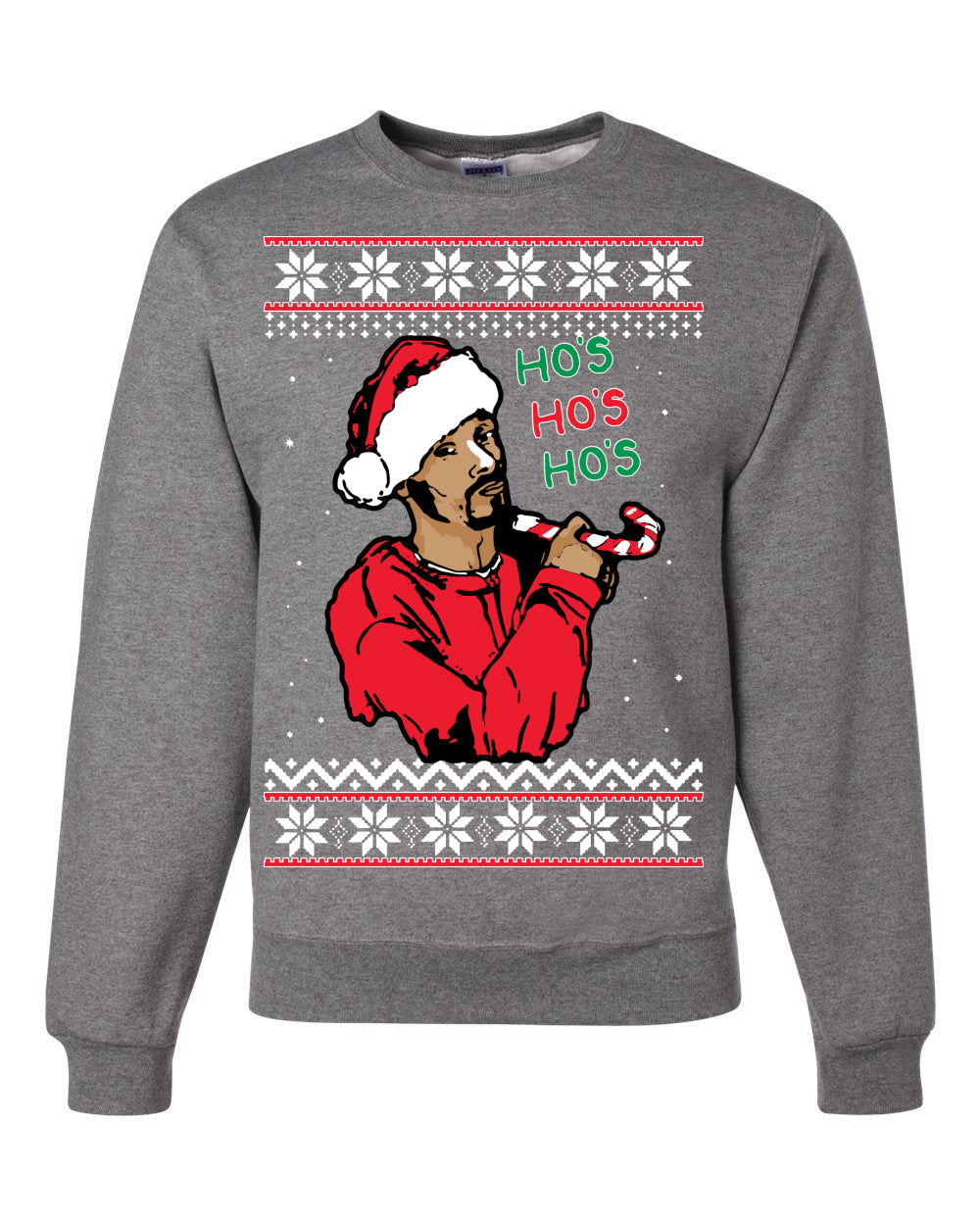 Funny Snoop Hos Hos Hos Christmas  Ugly Christmas Sweater Unisex Crewneck Graphic Sweatshirt