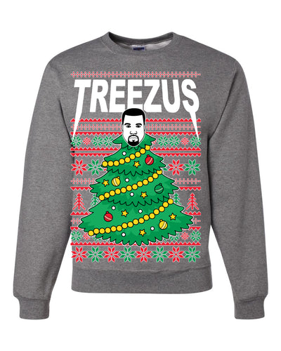 Treezus Ye Funny Xmas Ugly Christmas Sweater Unisex Crewneck Graphic Sweatshirt