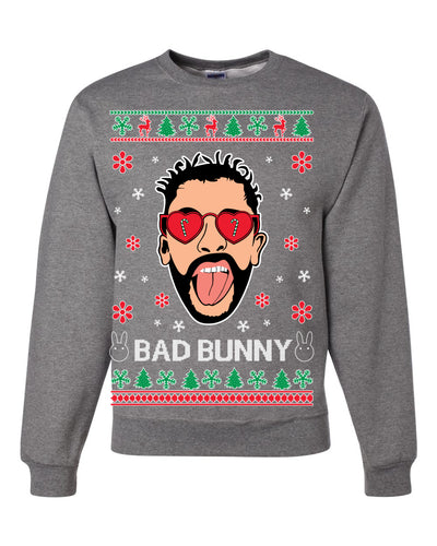Bad Benito Bunny Latin Trap Xmas Ugly Christmas Sweater Unisex Crewneck Graphic Sweatshirt