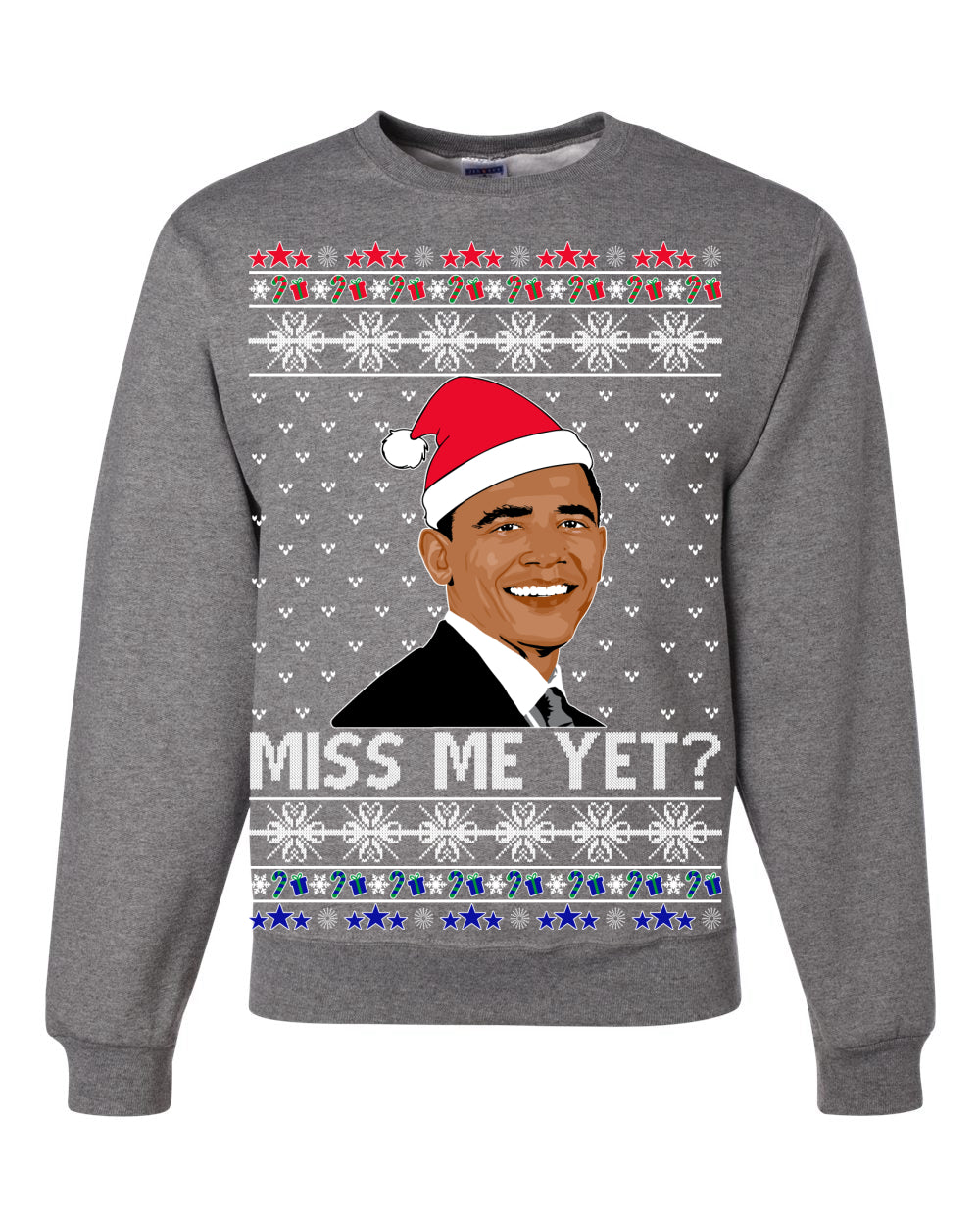 Miss Me Yet Obama Ugly Christmas Sweater Unisex Crewneck Sweatshirt Ugly Ugly Christmas