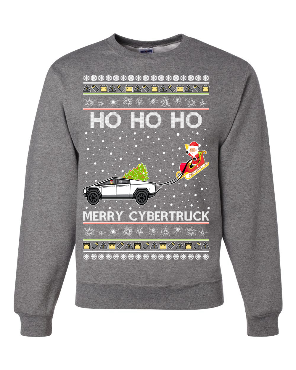 Ho Ho Ho Merry Cybertruck Funny Meme Merry Ugly Christmas Sweater Unisex Crewneck Graphic Sweatshirt