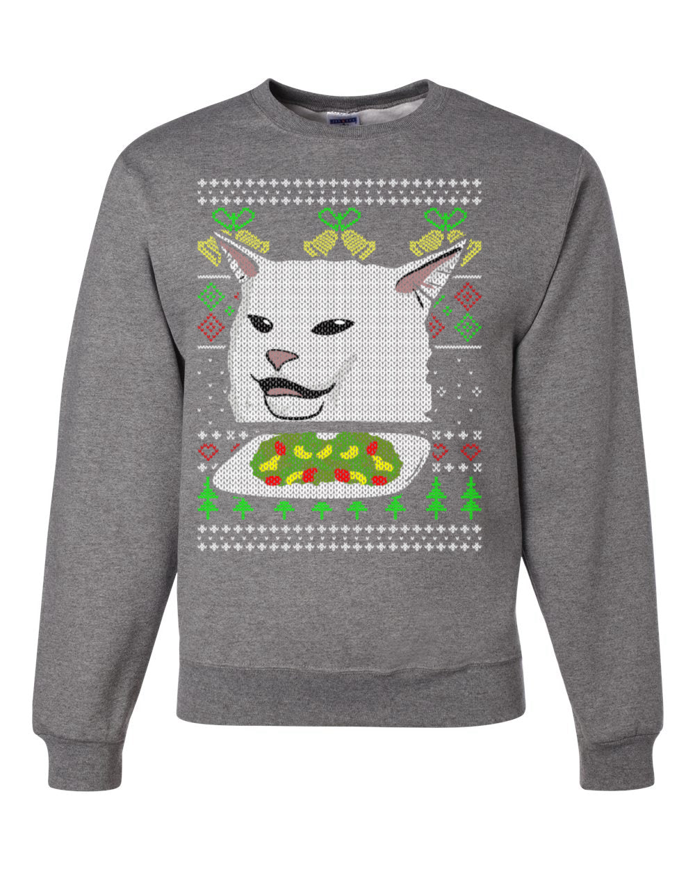 Women Yelling At Cat Meme Funny Twitter Tik Tok 2019  Ugly Christmas Sweater Unisex Crewneck Sweatshirt