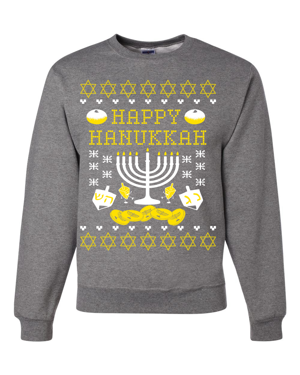 Happy Hannukah Menorah Candle Channukah Merry Ugly Christmas Sweater Unisex Crewneck Graphic Sweatshirt