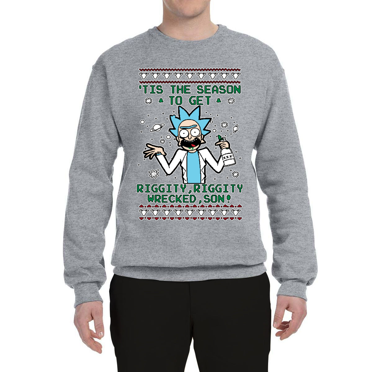 Tis The Season To Get Riggity, Riggity Wrecked, Son! Anime Ugly Christmas Sweater Unisex Crewneck Graphic Sweatshirt
