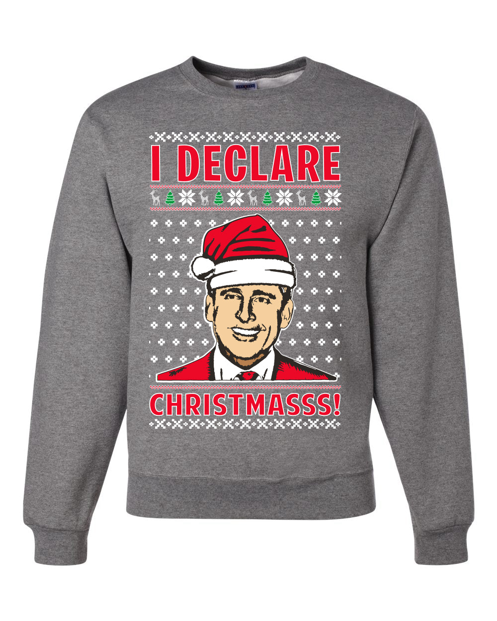 I Declare Christmasss Michael Scott Office Tv Merry Ugly Christmas Sweater Unisex Crewneck Graphic Sweatshirt