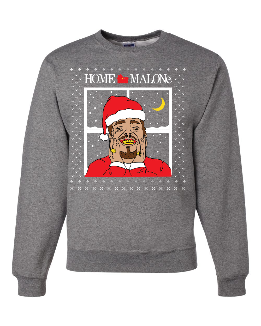 Home Malone White Ugly Christmas Sweater Unisex Crewneck Sweatshirt