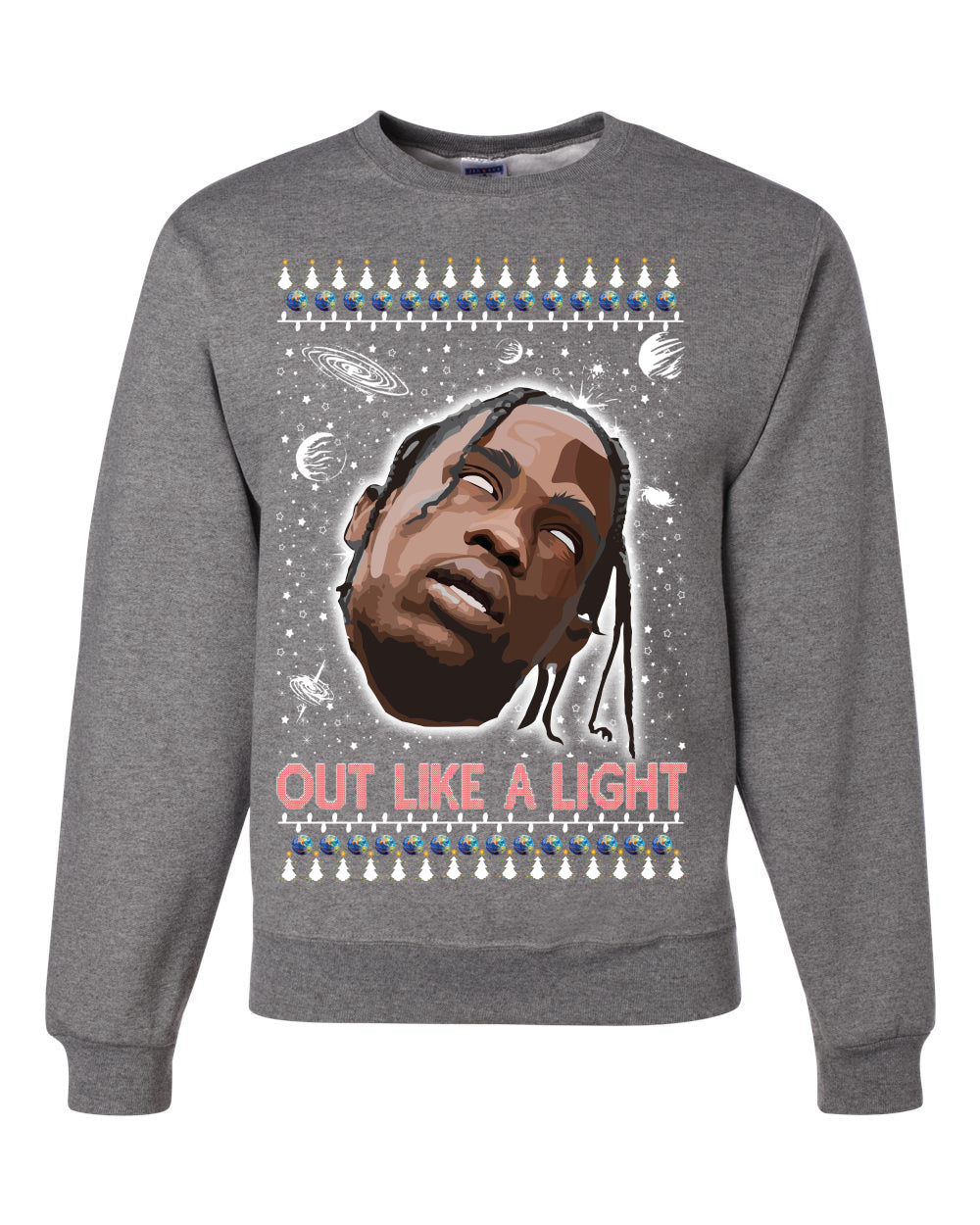 Out Like a Light Ugly Christmas Sweater Unisex Crewneck Graphic Sweatshirt