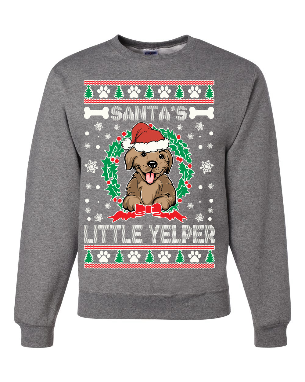 Santa's Little Yelper Christmas Unisex Crewneck Graphic Sweatshirt
