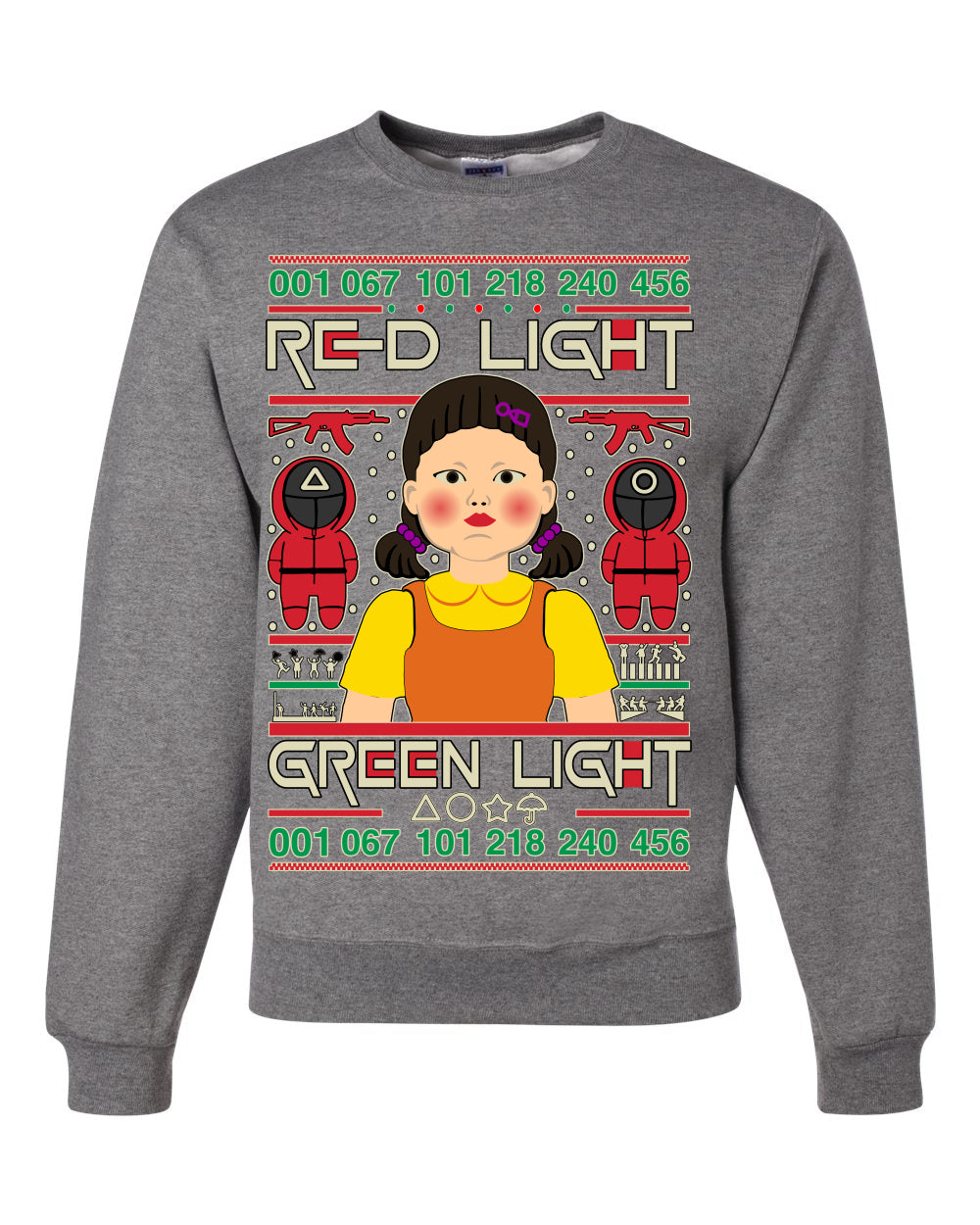Red Light Squid Game Xmas Ugly Christmas Sweater Unisex Crewneck Sweatshirt