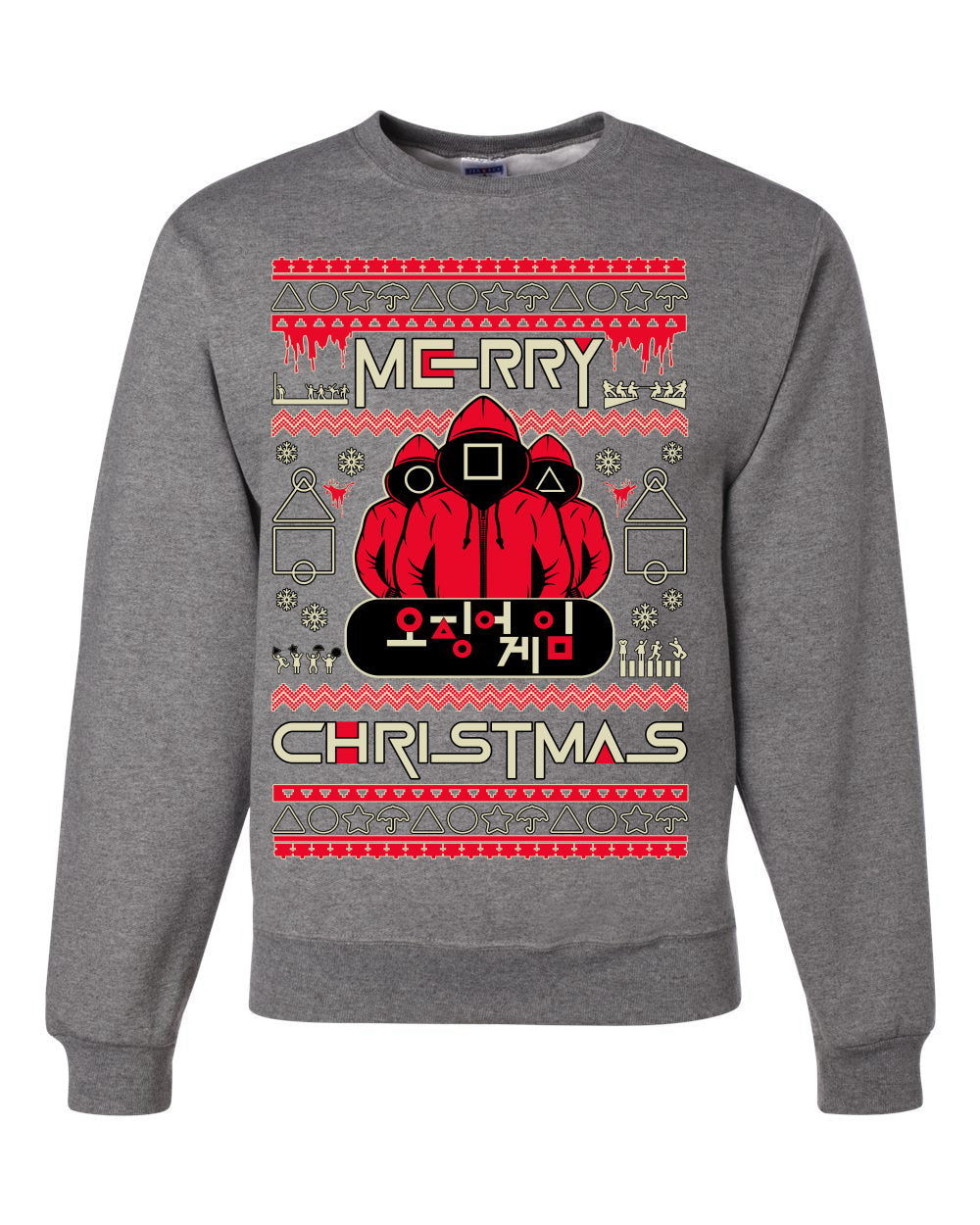 Merry Christmas Squid Games Ugly Christmas Sweater Unisex Crewneck Sweatshirt