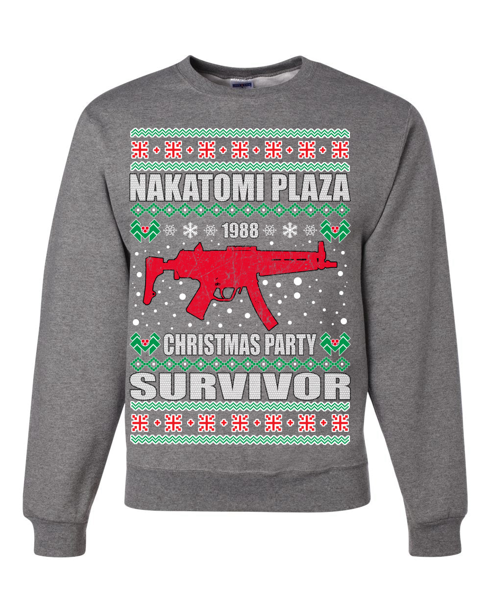 Nakatomi Plaza Christmas Party Survivor Merry Ugly Christmas Sweater Unisex Crewneck Graphic Sweatshirt