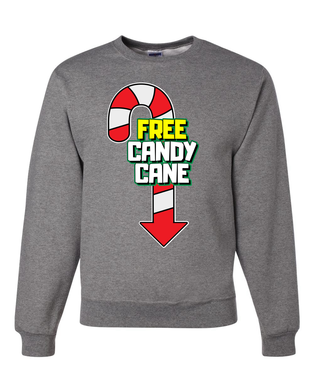 Free Candy Cane  Christmas Unisex Crewneck Graphic Sweatshirt