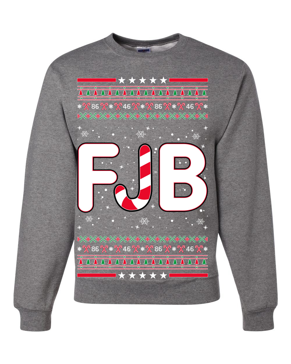 FJB Let's Go Brandon Chant Candy Cane Ugly Christmas Sweater Unisex Crewneck Graphic Sweatshirt