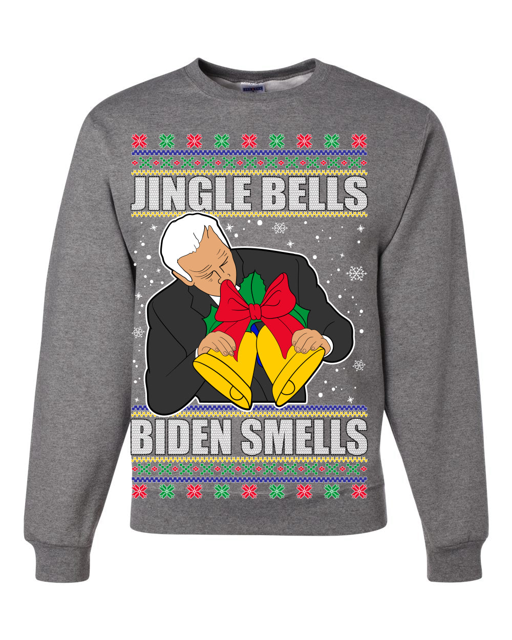 Jingle Bells Biden Smells Ugly Christmas Sweater Unisex Crewneck Graphic Sweatshirt