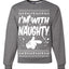 I'm With Naughty Individual Couples Ugly Christmas Sweater Unisex Crewneck Graphic Sweatshirt