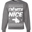 I'm With Nice Individual Couples Ugly Christmas Sweater Unisex Crewneck Graphic Sweatshirt