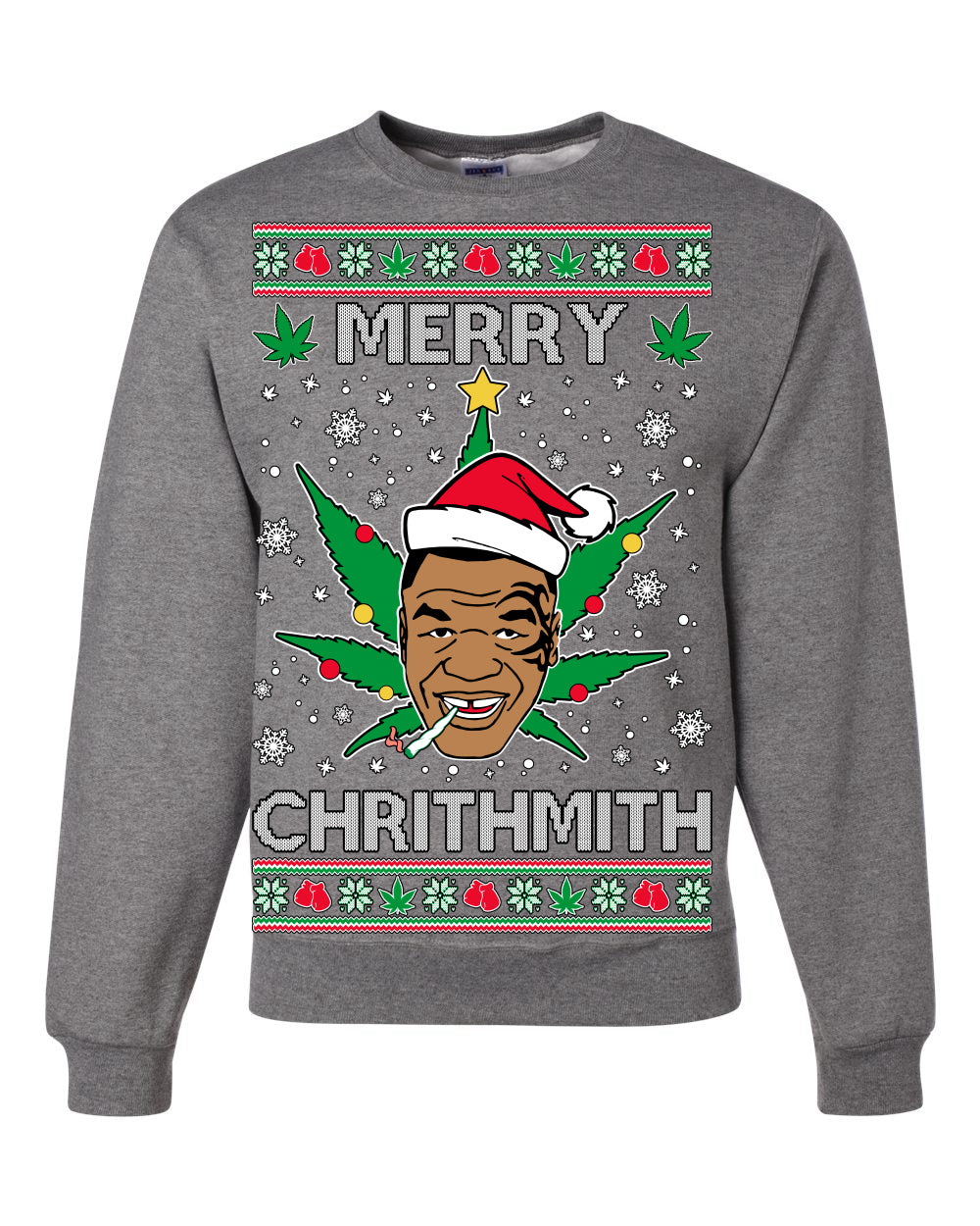 Merry Chrithmith Weed Pot Leaf Join Stoner Ugly Christmas Sweater Unisex Crewneck Sweatshirt