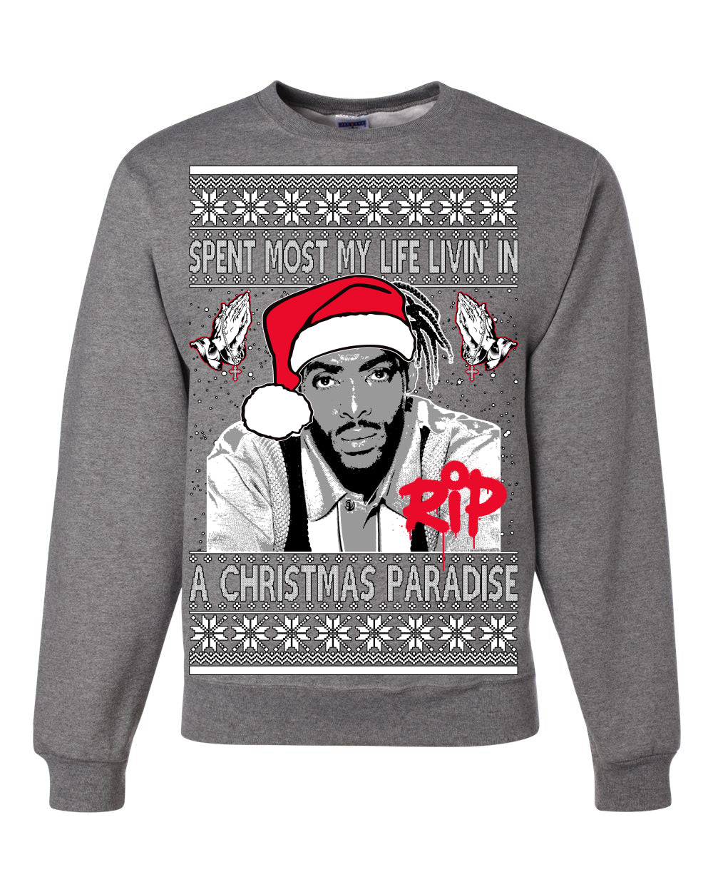 Cool Paradise Rapper Gangsta Paradise RIP Ugly Christmas Sweater Unisex Crewneck Sweatshirt