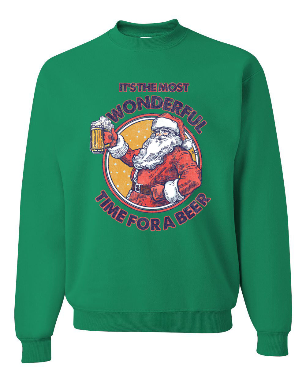 Santa Its the Most Wonderful Time for a Beer Merry Christmas Unisex Crewneck Graphic Sweatshirt
