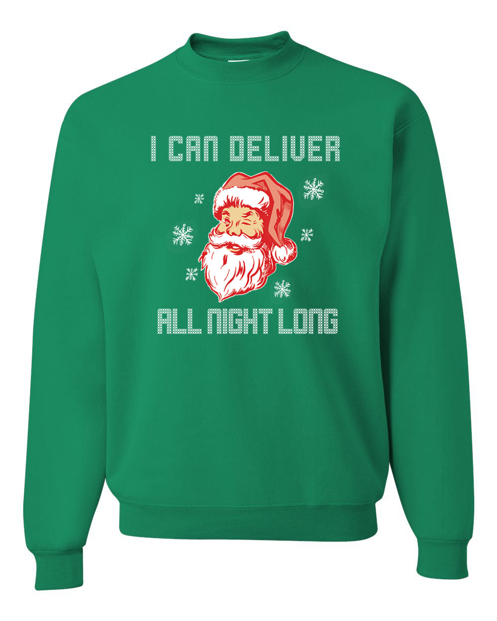 I Can Deliver All Night Long Santa Winking  Merry Christmas Unisex Crewneck Graphic Sweatshirt