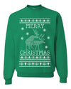 Merry Christmas Reindeer Humping Merry Ugly Christmas Sweater Unisex Crewneck Graphic Sweatshirt