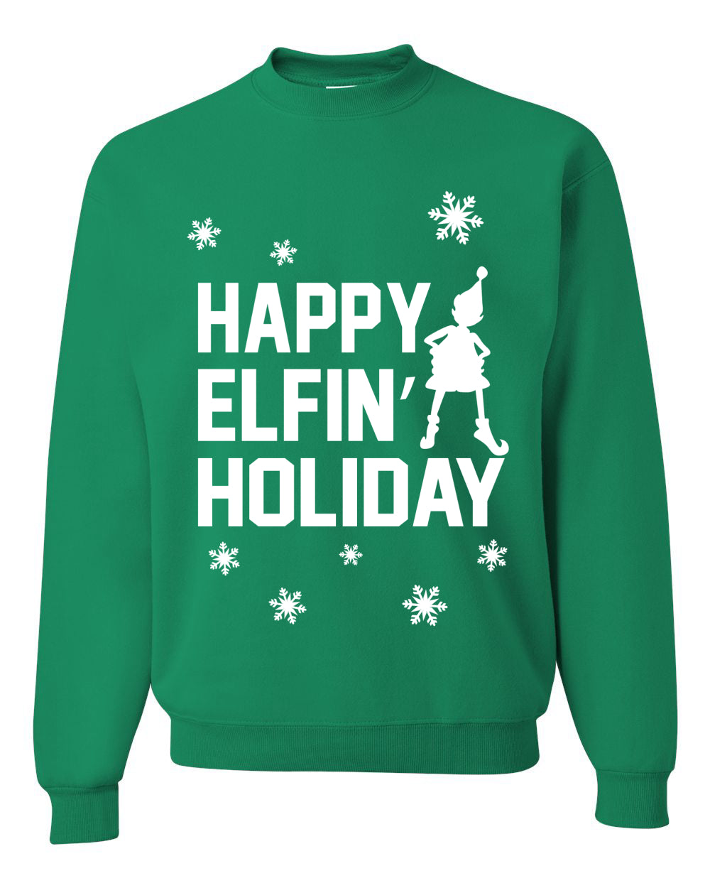 Happy Elfin Holiday Merry Ugly Christmas Sweater Unisex Crewneck Graphic Sweatshirt