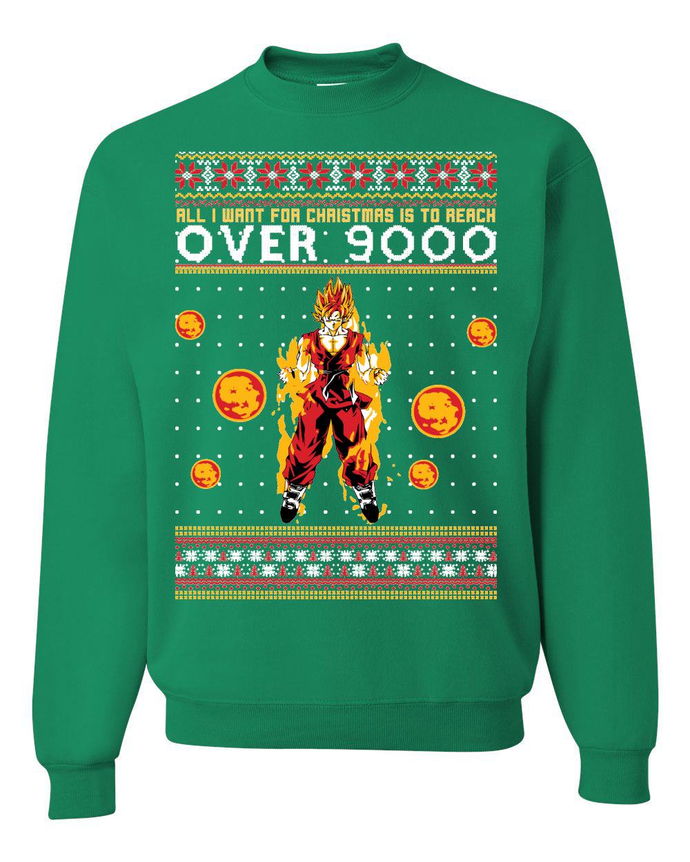 All I Want For Christmas Is To Reach Over 9000 Ugly Christmas Sweater Unisex Crewneck Graphic Sweatshirt