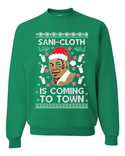 Sani Cloth is Coming to Town Merry Ugly Christmas Sweater Unisex Crewneck Graphic Sweatshirt