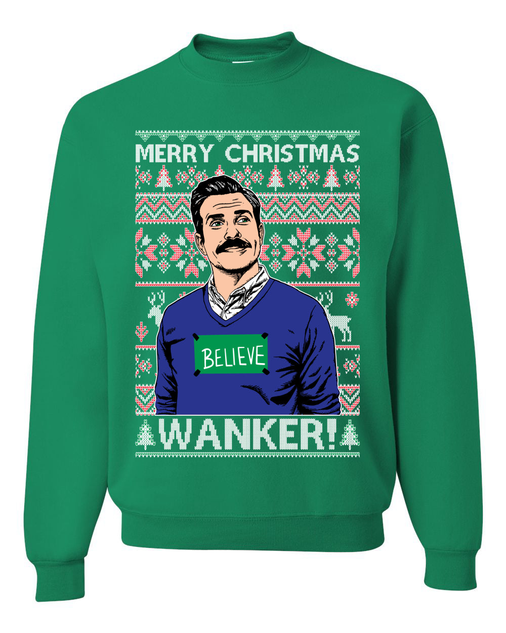 Merry Christmas Wanker  Ugly Christmas Sweater Unisex Crewneck Sweatshirt