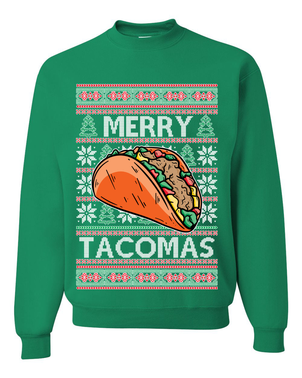 Merry Tacomas Holiday Taco Lover  Ugly Christmas Sweater Unisex Crewneck Graphic Sweatshirt