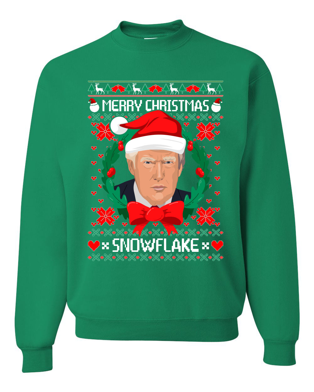Merry Christmas Snowflake Trump Merry Ugly Christmas Sweater Unisex Crewneck Graphic Sweatshirt