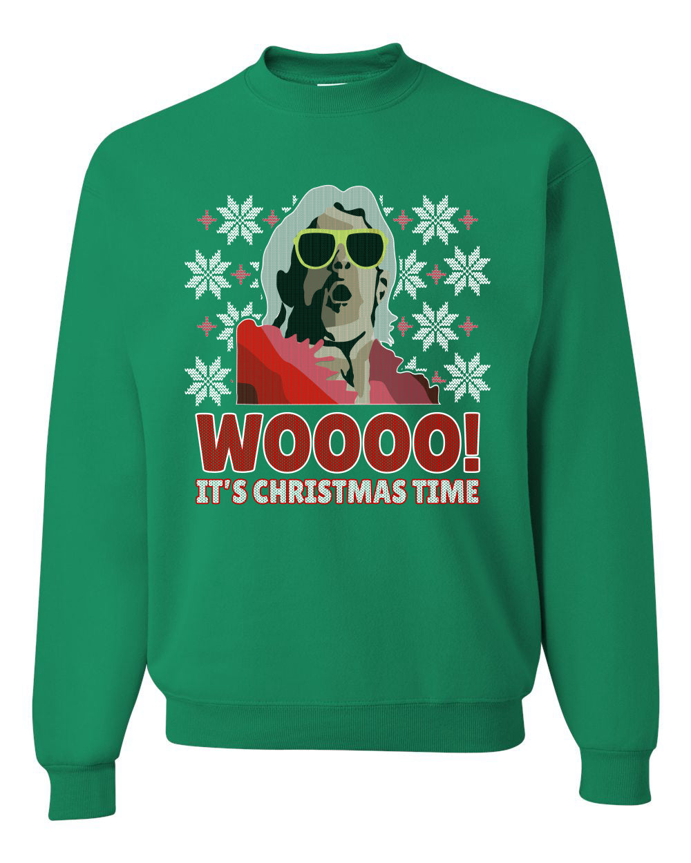 Woooo! It's Christmas Time Ugly Christmas Sweater Unisex Crewneck Sweatshirt