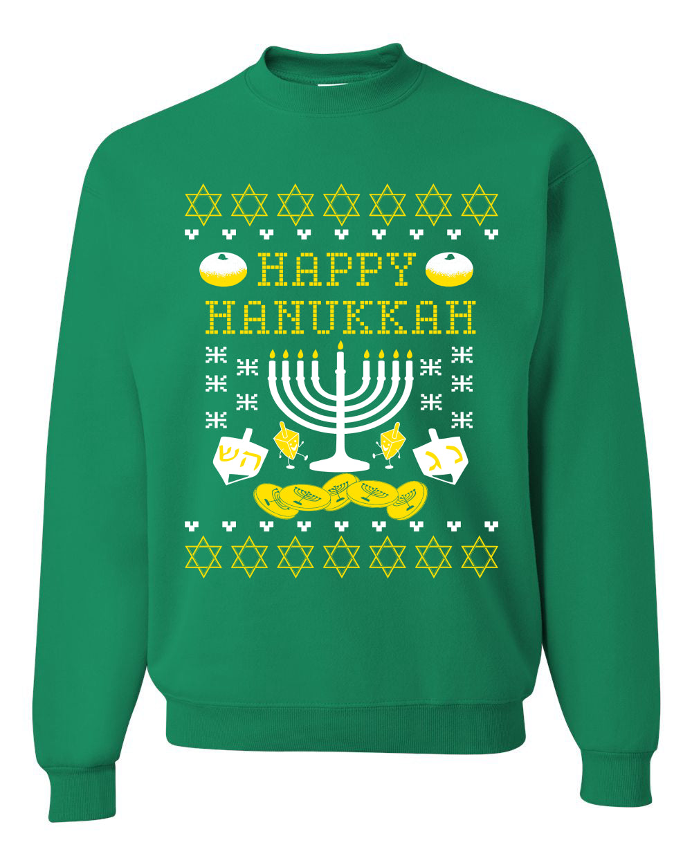 Happy Hannukah Menorah Candle Channukah Merry Ugly Christmas Sweater Unisex Crewneck Graphic Sweatshirt