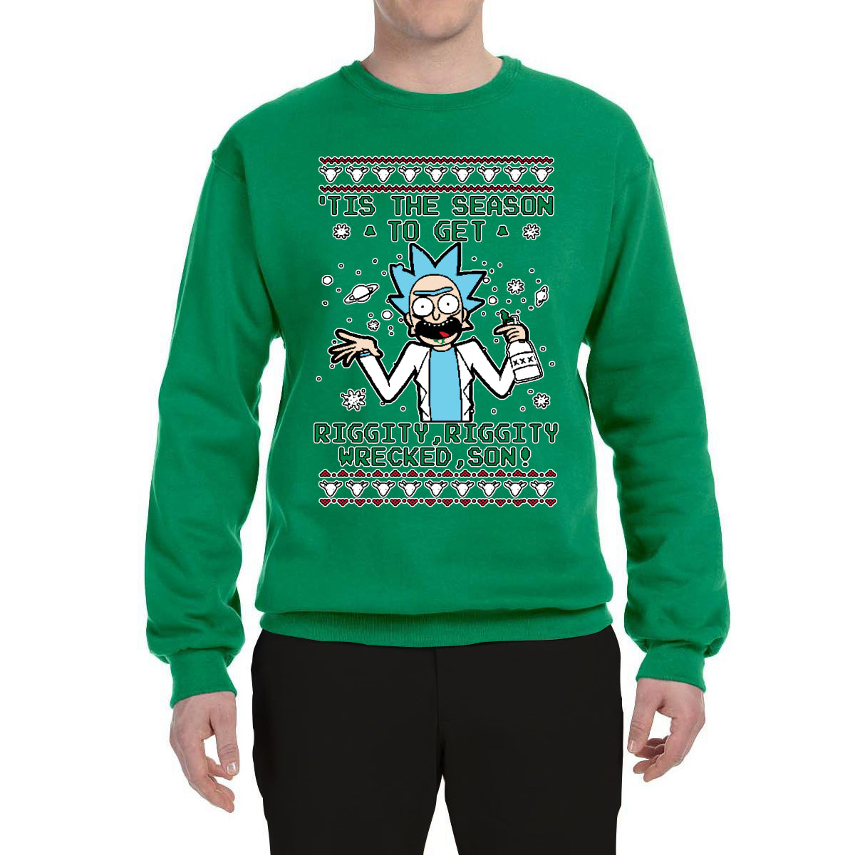 Tis The Season To Get Riggity, Riggity Wrecked, Son! Anime Ugly Christmas Sweater Unisex Crewneck Graphic Sweatshirt