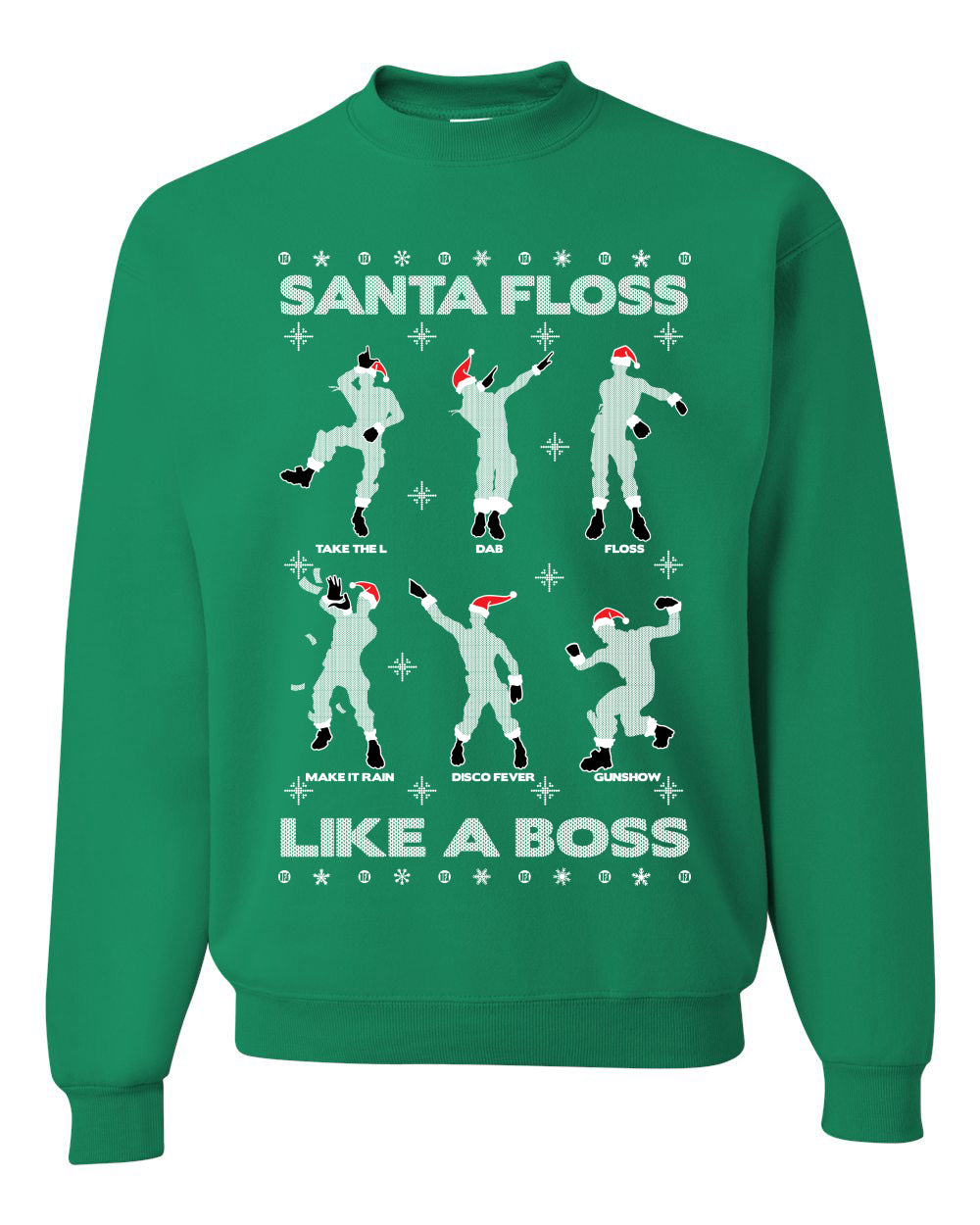 Santa Floss Like a Boss Dance Moves Merry Ugly Christmas Sweater Unisex Crewneck Graphic Sweatshirt