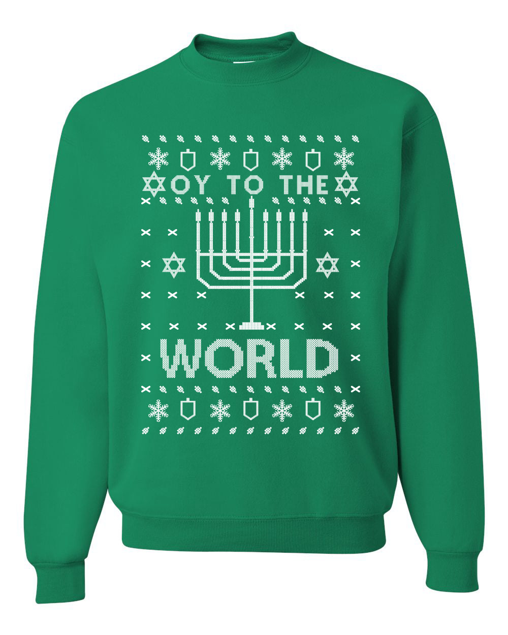 Oy to The World | Jewish Christmas Menorah Merry Ugly Christmas Sweater Unisex Crewneck Graphic Sweatshirt