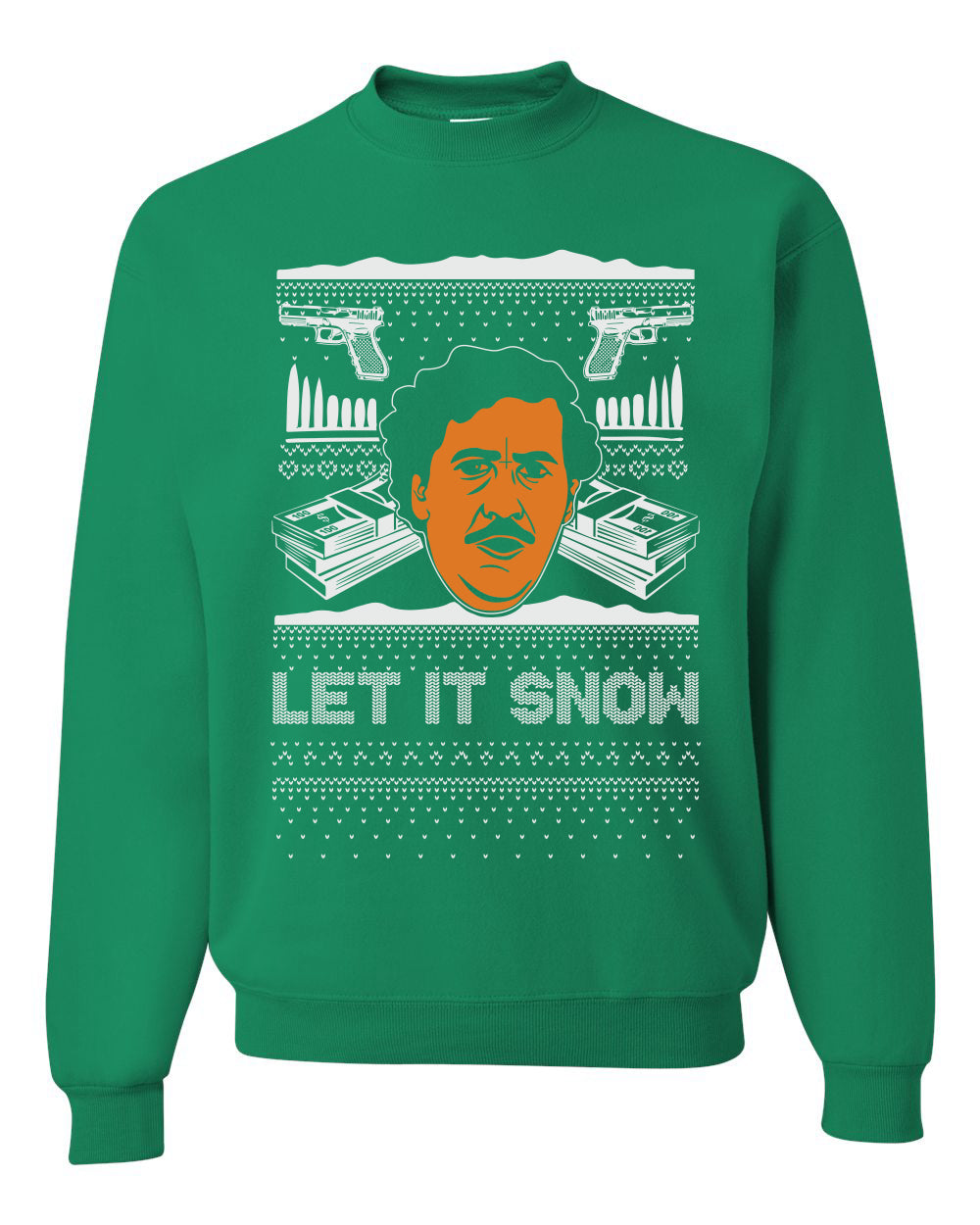 Let It Snow Funny Pablo Escobar Xmas Merry Ugly Christmas Sweater Unisex Crewneck Graphic Sweatshirt