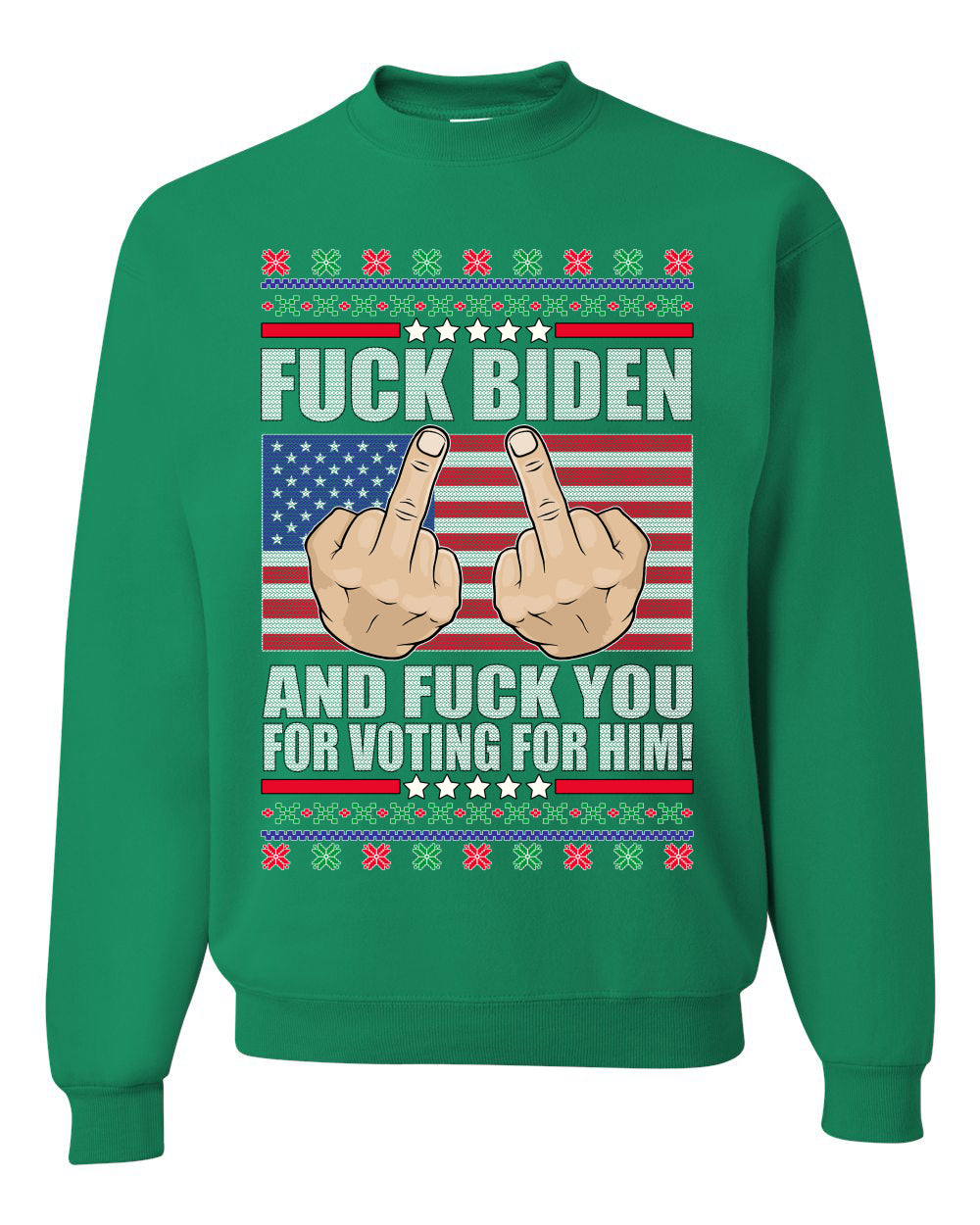 Fuck Biden and Fuck You For Voting For Him  Merry Ugly Christmas Sweater Unisex Crewneck Graphic Sweatshirt